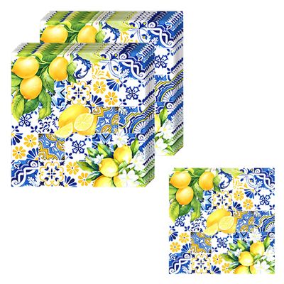 KLINNA 20 Pack Lemon Paper Napkins 33x33cm