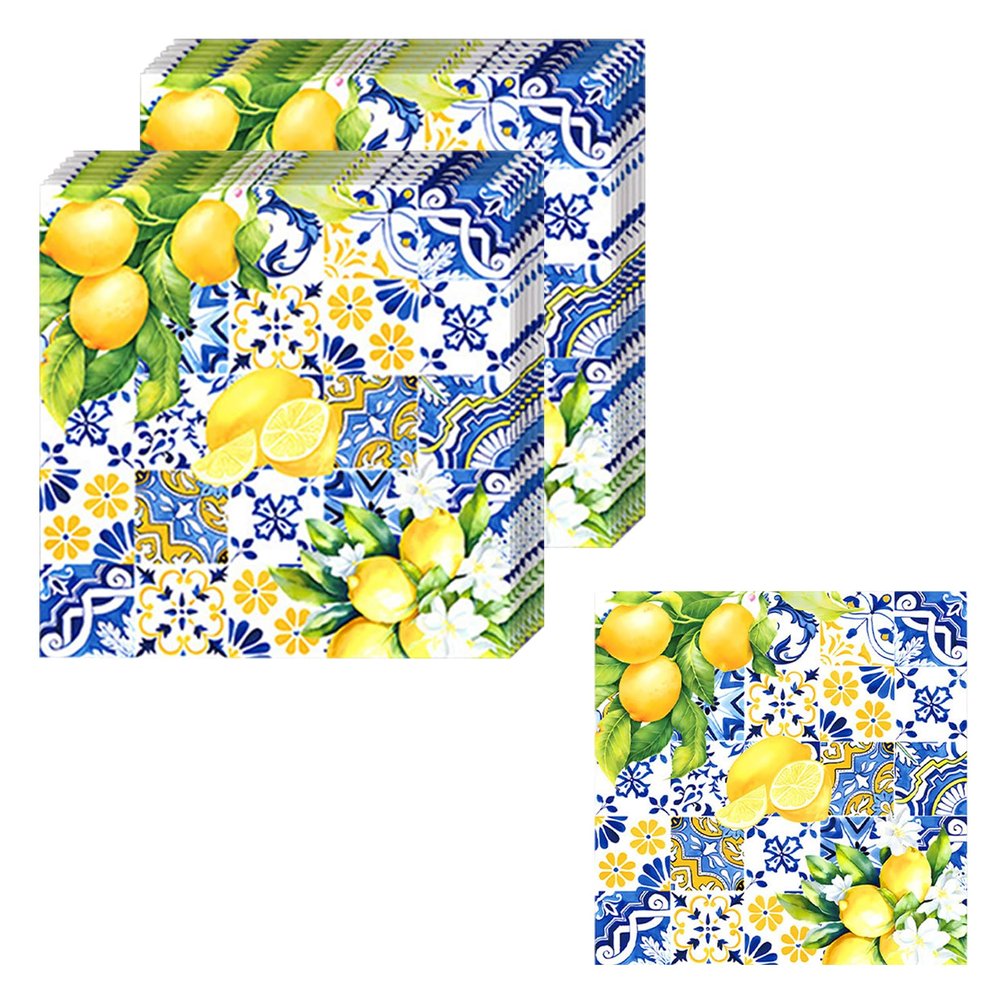 KLINNA 20 Pack Lemon Paper Napkins 33x33cm
