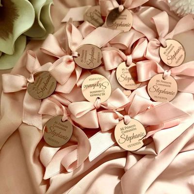 Personalized Gold-Colored Cross Tags for Baptism and First Communion, 30 Pieces, 4 cm