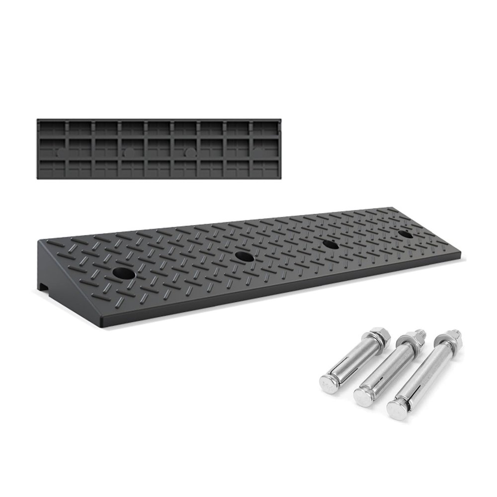 HBOOMOEM Portable Rubber Curb Ramp Mat, 100 x 25 x 7 cm, for Wheelchairs, Cars, RVs, Motorcycles and Dogs