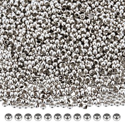 CRAFTYMELODY 2000 Pcs 3mm Platinum Crimp Beads