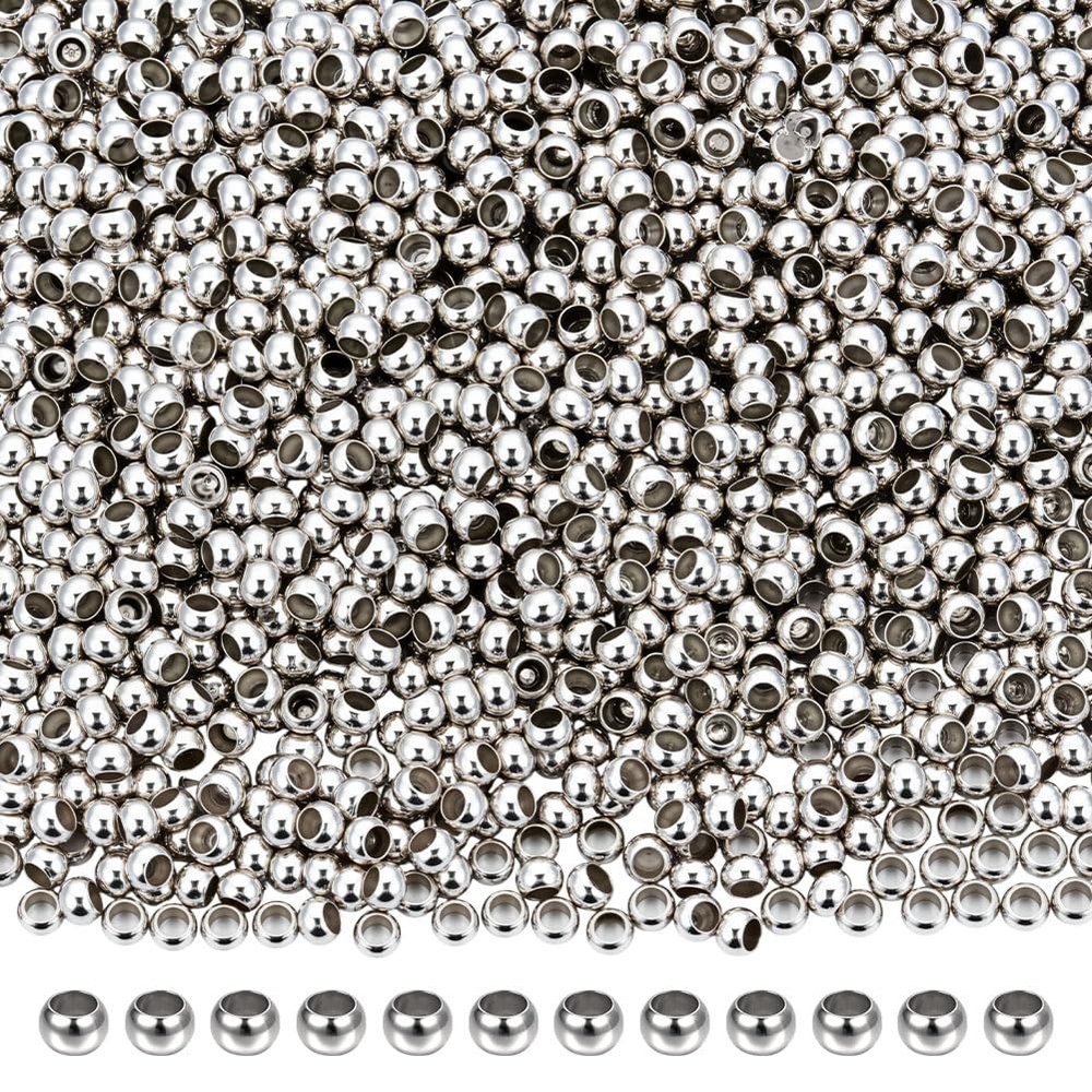 CRAFTYMELODY 2000 Pcs 3mm Platinum Crimp Beads