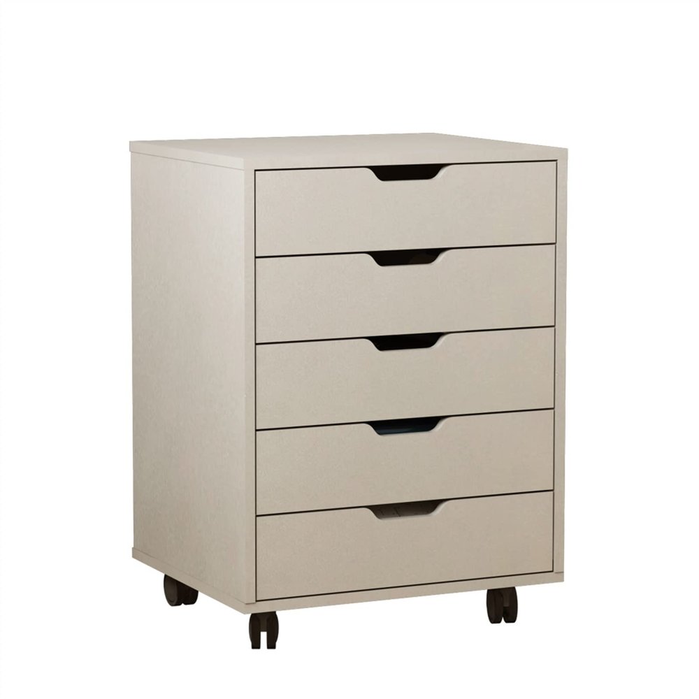 Wooden Filing Cabinet with 5 Drawers and Casters
