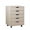 Wooden Filing Cabinet with 5 Drawers and Casters view 1
