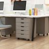 Wooden Filing Cabinet with 5 Drawers and Casters view 2