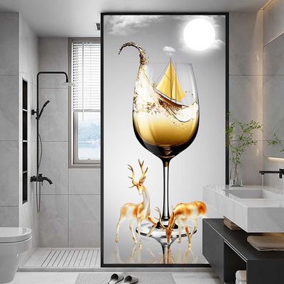 XQKXHZ Floral Pattern Static Cling Window Film, Frosted Privacy & UV Protection, 60 x 120 cm