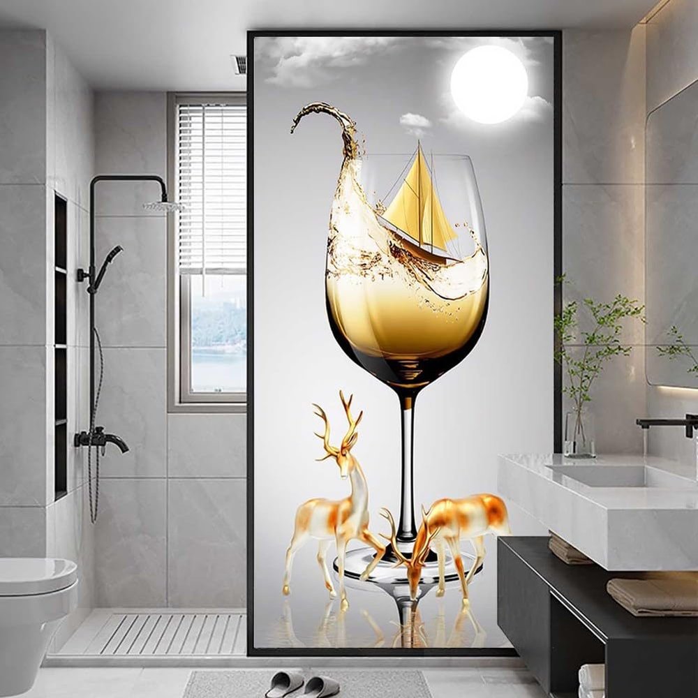 XQKXHZ Floral Pattern Static Cling Window Film, Frosted Privacy & UV Protection, 60 x 120 cm