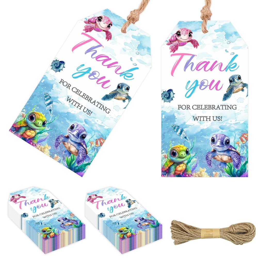 Jollyboom Sea Turtle Thank-You Gift Tags, 50-Pack