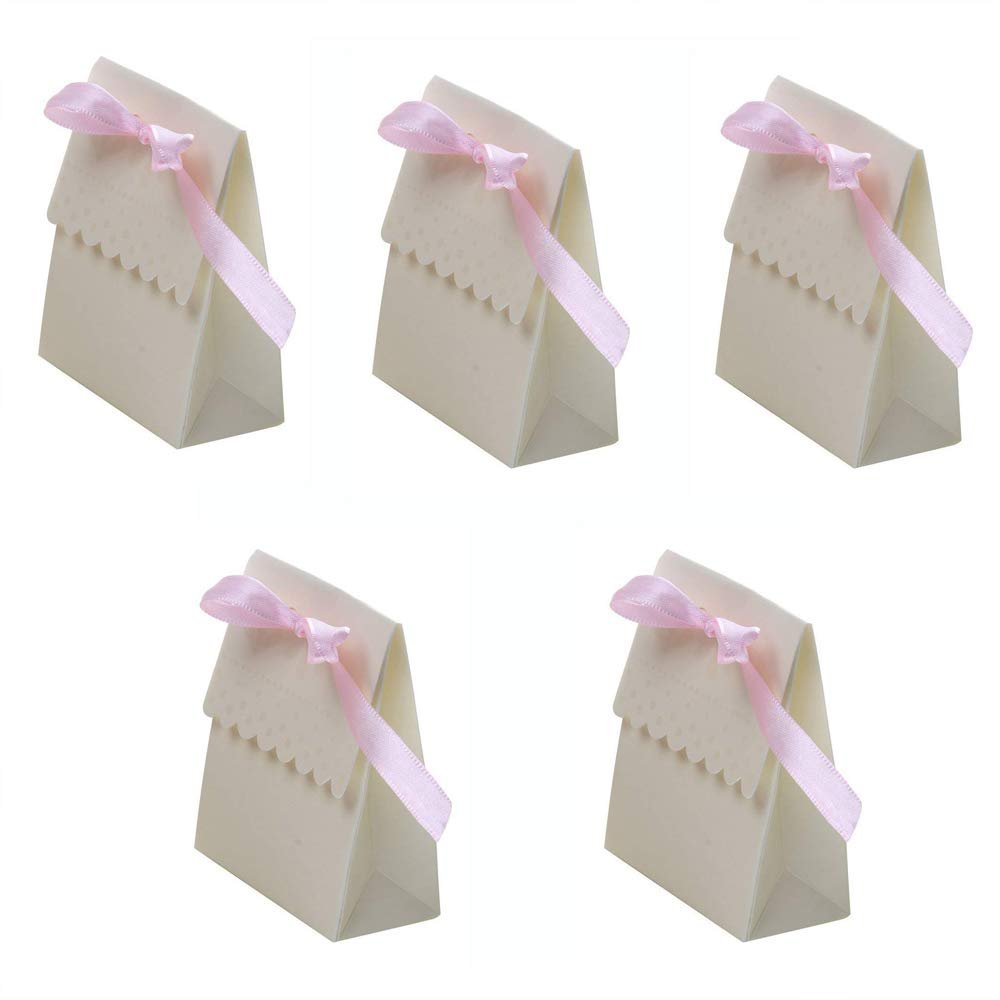Candy Box for Weddings with Ribbon, Pink, 5 Pieces