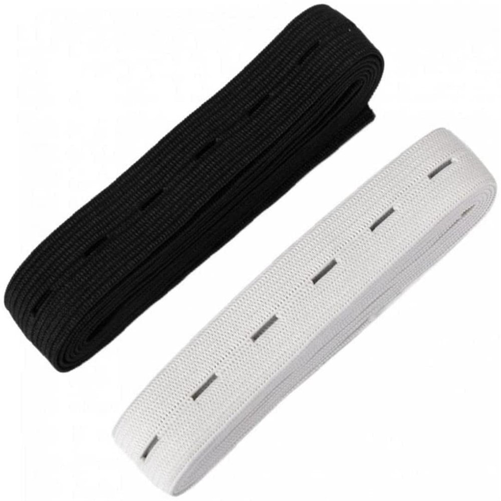2-Pack Flat Elastic Bands with Buttonhole