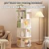 DUANHOZ Modern Rotating Bookshelf with Large Storage, White view 3