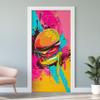 Burger 3D Door Film, Cheeseburger Graffiti Wall Mural, Self-Adhesive PVC Removable Door Wallpaper, 85 x 215 cm view 1