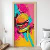 Burger 3D Door Film, Cheeseburger Graffiti Wall Mural, Self-Adhesive PVC Removable Door Wallpaper, 85 x 215 cm view 2