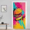 Burger 3D Door Film, Cheeseburger Graffiti Wall Mural, Self-Adhesive PVC Removable Door Wallpaper, 85 x 215 cm view 3