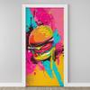 Burger 3D Door Film, Cheeseburger Graffiti Wall Mural, Self-Adhesive PVC Removable Door Wallpaper, 85 x 215 cm view 4
