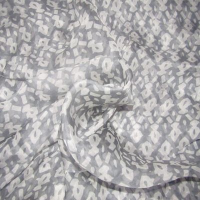 Printed Leheriya Gray Organza, 111.8 cm Wide, by the Yard [11135] Silk