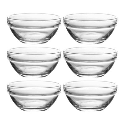 VERDANVERSE 6-Piece Stackable Glass Dessert Bowls for Pudding and Snacks, Heat-Resistant and Elegant