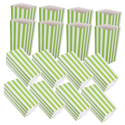 ABOOFAN 40-Piece Green Striped Paper Popcorn Buckets for Snacks