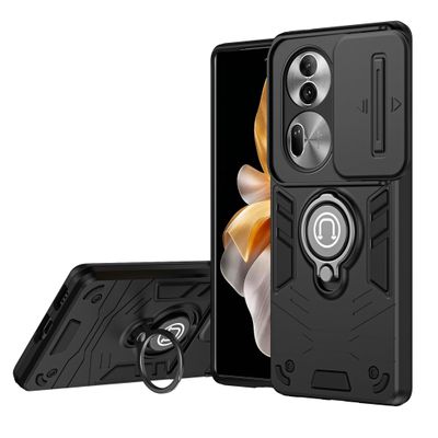 Lucyliy Case for OPPO Reno11 Pro with Sliding Lens Cover, Magnetic Mount, Black