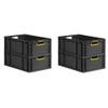 PROREGAL SuperSaver Set of 4 Eurobox NextGen Color | HxWxD 22x40x60 cm | 44 L | Yellow Open Handles | Reinforced Base | Black view 1