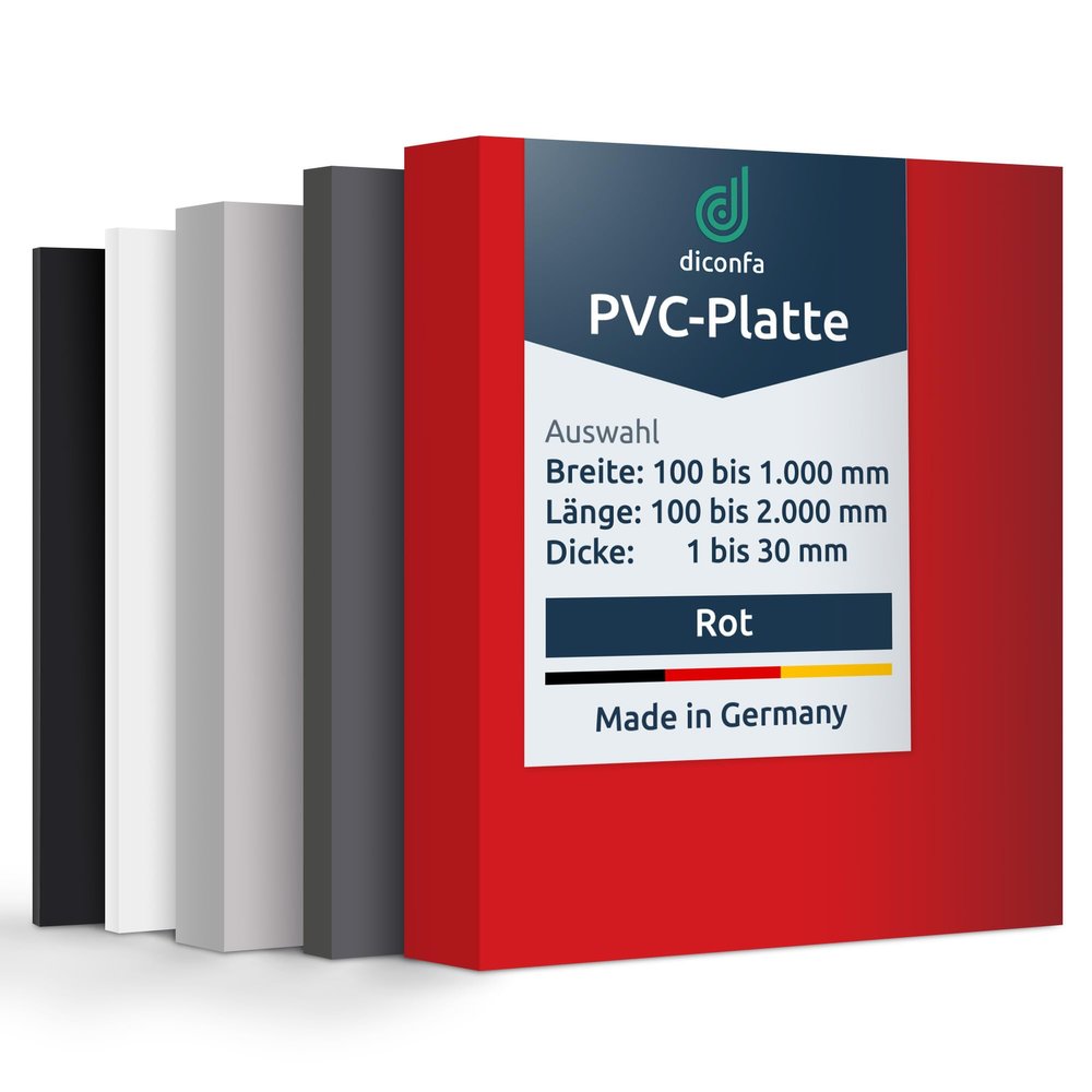 diconfa Red Rigid PVC Sheet, Cut to Size, 3 mm Thick, 400 × 200 mm