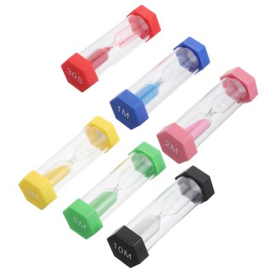 VINTORKY 6-Piece Colorful Plastic Hourglass Set for Classrooms, Games, Kitchens, and Office Décor
