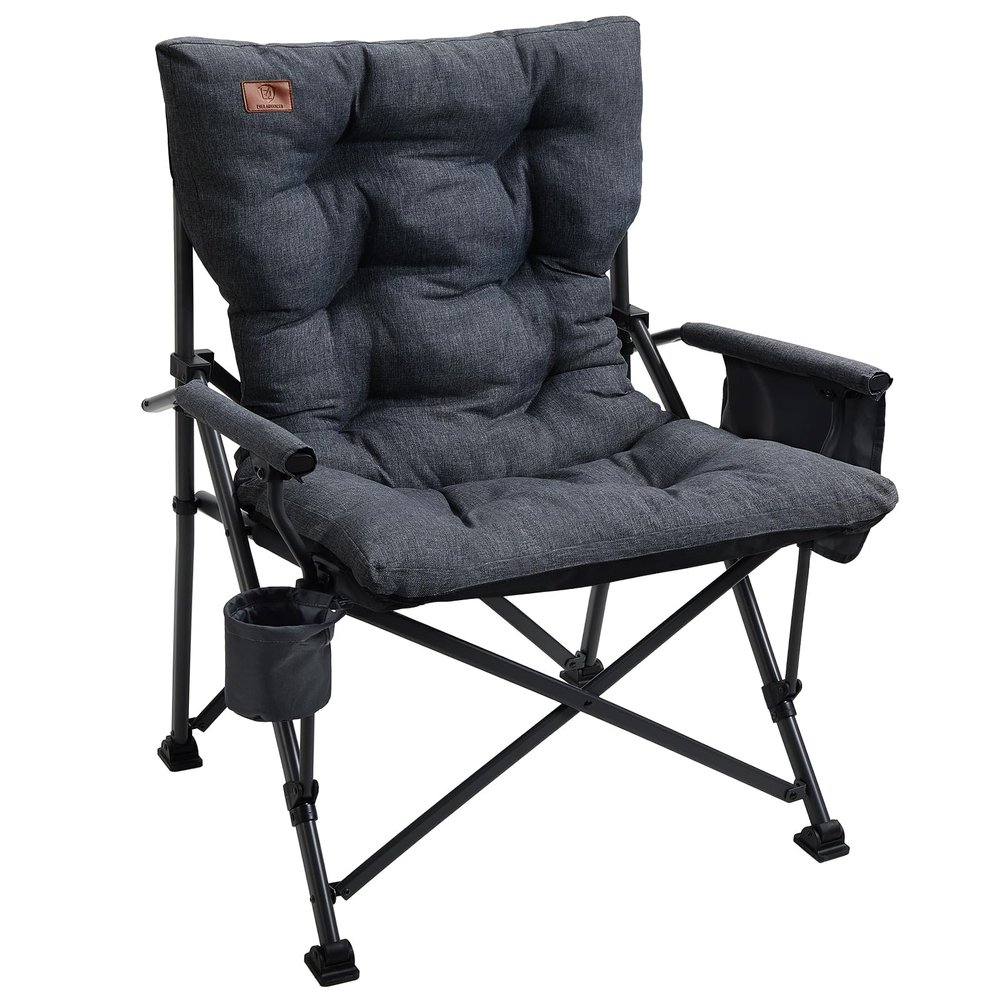 EVER ADVANCED Folding Camping Chair, 24.4" Wide, Padded, Supports up to 507 lb