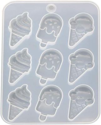 White Cake Mold & Ice Cream Popsicle Silicone Keychain