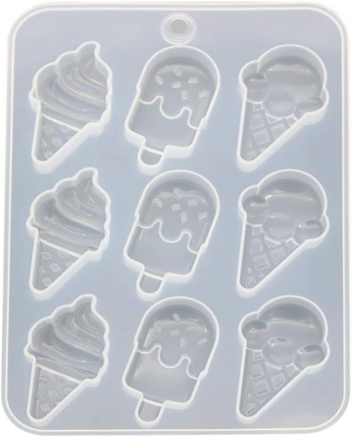 White Cake Mold & Ice Cream Popsicle Silicone Keychain