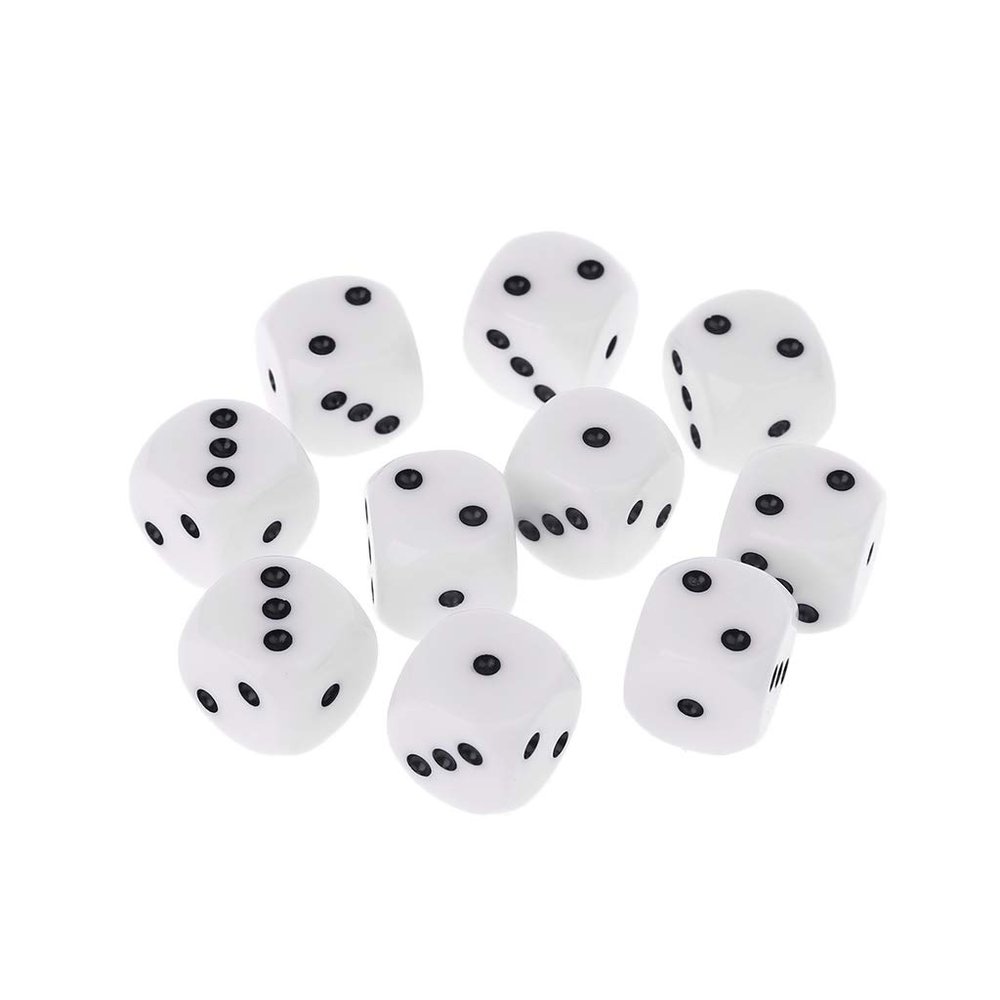 SLXLYH 10-Piece 16 mm D3 Six-Sided Dice Beads for Dungeons & Dragons and RPGs, Poly Desktop Game Tray