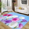 TerroVee Floral Washable Rug, Colorful Botanical Rug 80 x 150 cm, Light Blue, Non-Slip, Easy-Care, Blue Pink Purple view 1