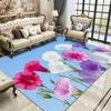 TerroVee Floral Washable Rug, Colorful Botanical Rug 80 x 150 cm, Light Blue, Non-Slip, Easy-Care, Blue Pink Purple view 3