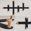 LOFTPLUS Wall-Mounted Coat Rack, Black Metal, 10 Wooden Hooks view 3