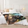 Homemissing Kids Dirt Bike Throw Blanket, Extreme Sports, 220 x 240 cm, Green and Blue view 2