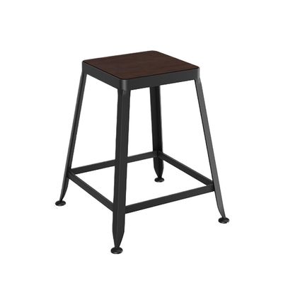 YQINQIN83B 45 cm Backless Bar Stool with Wood Seat and Iron Frame