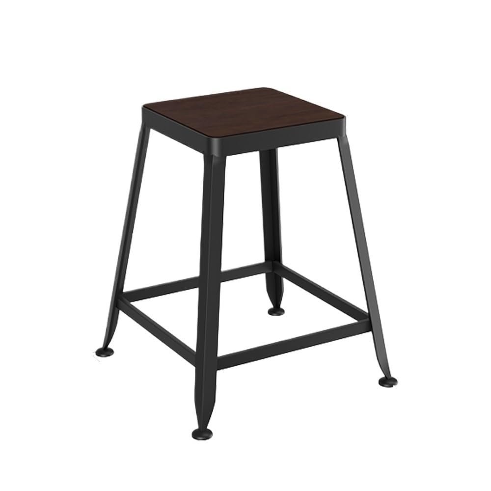 YQINQIN83B 45 cm Backless Bar Stool with Wood Seat and Iron Frame