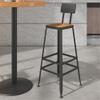 YQINQIN83B 45 cm Backless Bar Stool with Wood Seat and Iron Frame view 4