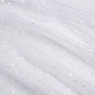 1.5m x 1m Glitter Star Tulle Mesh Fabric Black