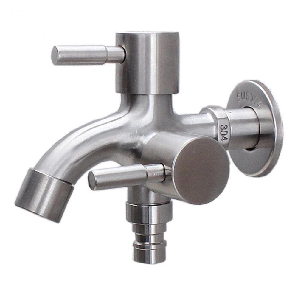 MIUYTRN 304 Stainless Steel Faucet, Single-to-Double Outlet, Multifunctional