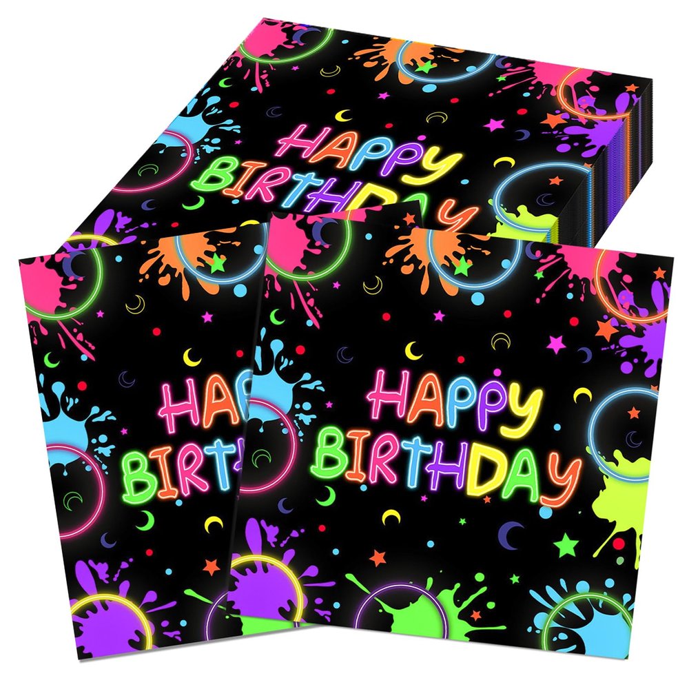MSLHUB 48 Pack Happy Birthday Party Napkins