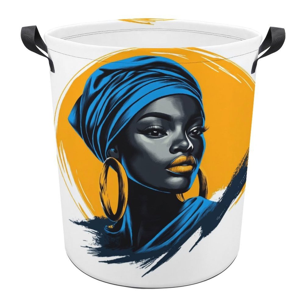 Bohemian African Woman Laundry Basket, Waterproof Foldable Storage Bin for Dirty Clothes