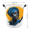 Bohemian African Woman Laundry Basket, Waterproof Foldable Storage Bin for Dirty Clothes view 2