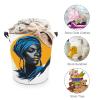Bohemian African Woman Laundry Basket, Waterproof Foldable Storage Bin for Dirty Clothes view 3