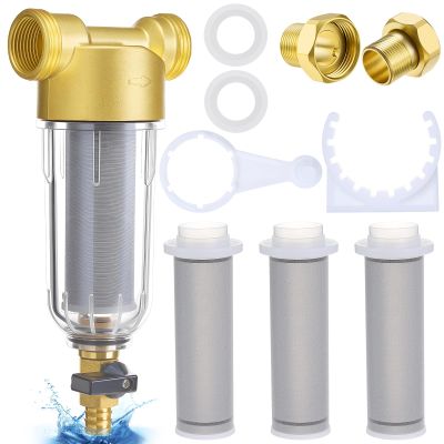 WILLBOND 3/4 in. Spin-Down Sediment Water Filter, Reusable 50/100/200 Filter with 2 Adapters