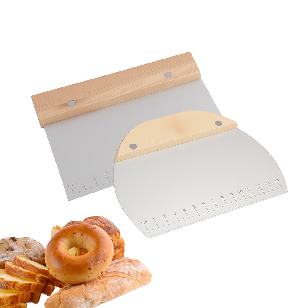 2PCS Stainless Steel Dough Scraper Set
