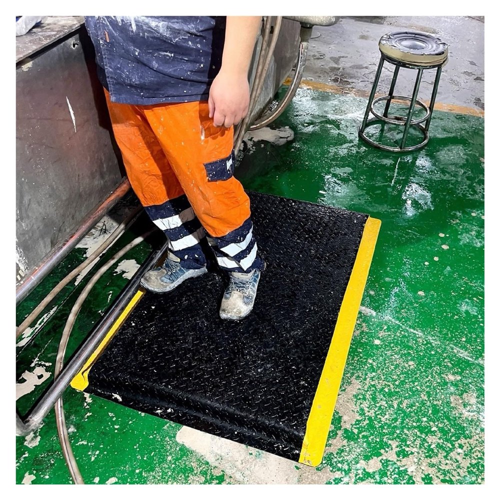Industrial Waterproof Anti-Fatigue Mat, Extra-Long 50–400 cm, Ergonomic Standing Mat with Yellow Edges, 2 cm Thick