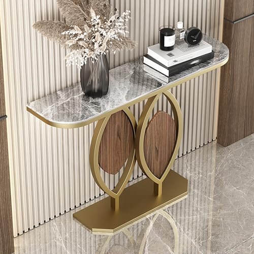 Modern Farmhouse Console Table with Marble Top and Gold Frame, 120 x 29 cm