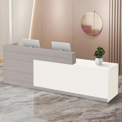 Reception Counter with Storage and Open Shelves, 100 × 240 cm