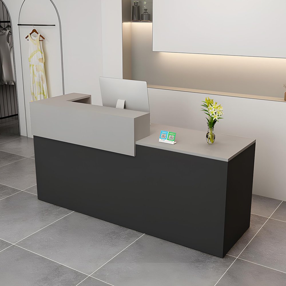 CCUKTFN Reception Desk with Drawer and Open Shelves, 100 x 180 cm