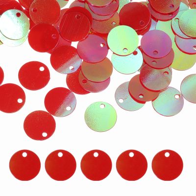 QUARKZMAN Flat Round Sequins, 600pcs 10mm/0.4in AB Red